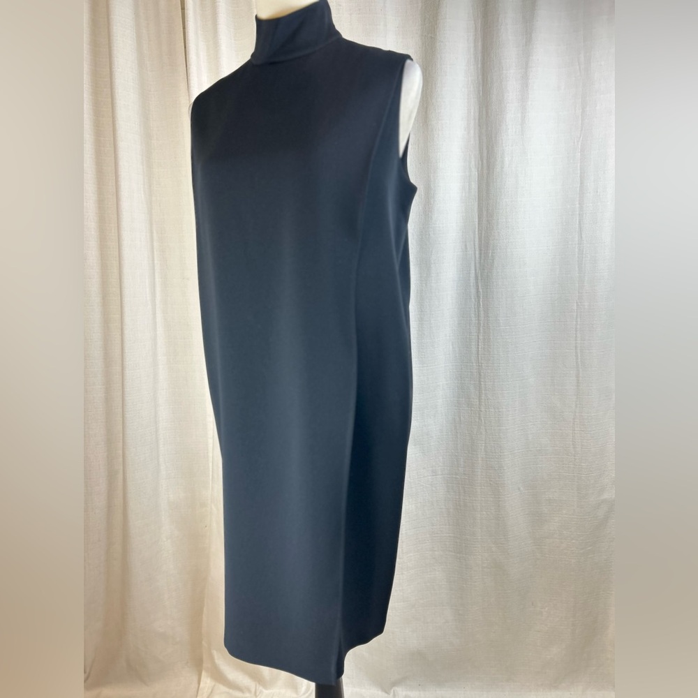 Women's Emanuel Ungaro Black Sleeveless Turtleneck Midi Dress Size 8